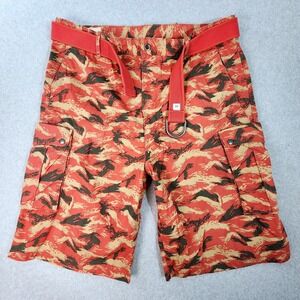 Levi Strauss Camo Snap Cargo Belted Utility Shorts Mens 38x12 Multicolor Pockets